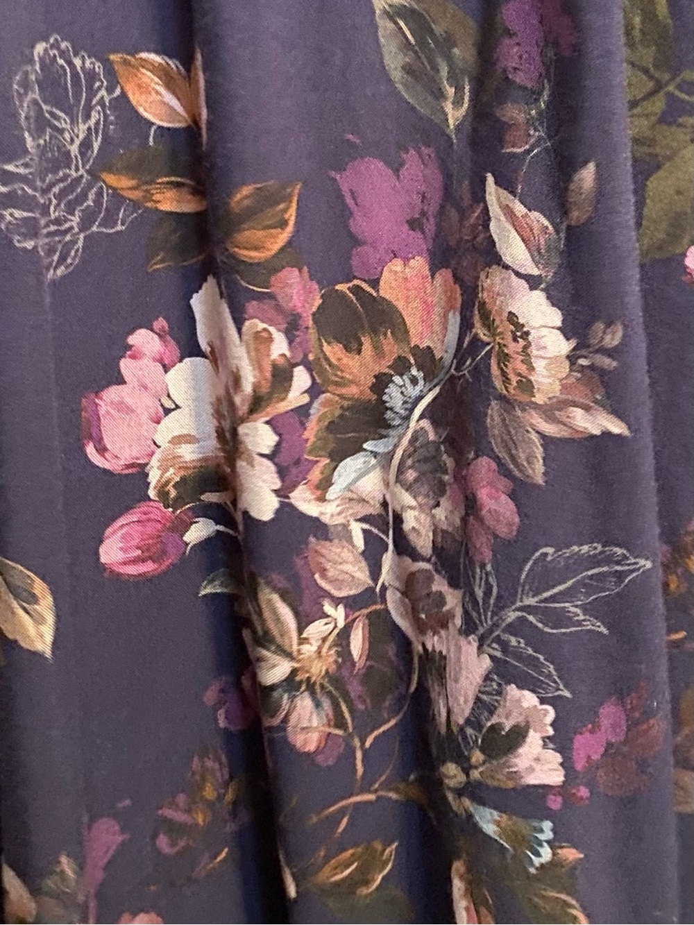 torrid 3/4 Sleeve Raglan V-Neck Navy Floral Maxi Dress w/Pockets Size 4 (26) - Picture 4 of 12